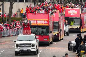 super bowl parade with the mascot